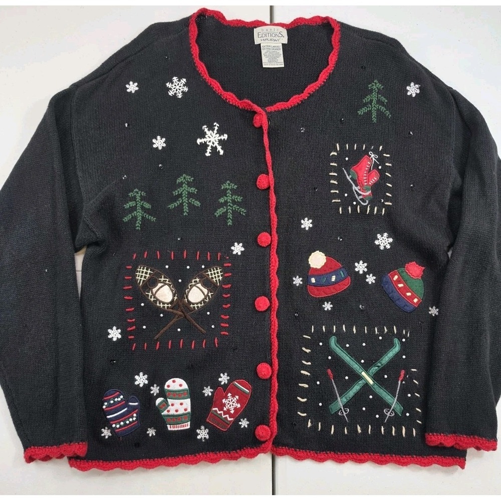 VTG Basic Editions Holiday Christmas Sweater Cottagecore Grandmacore Size XL